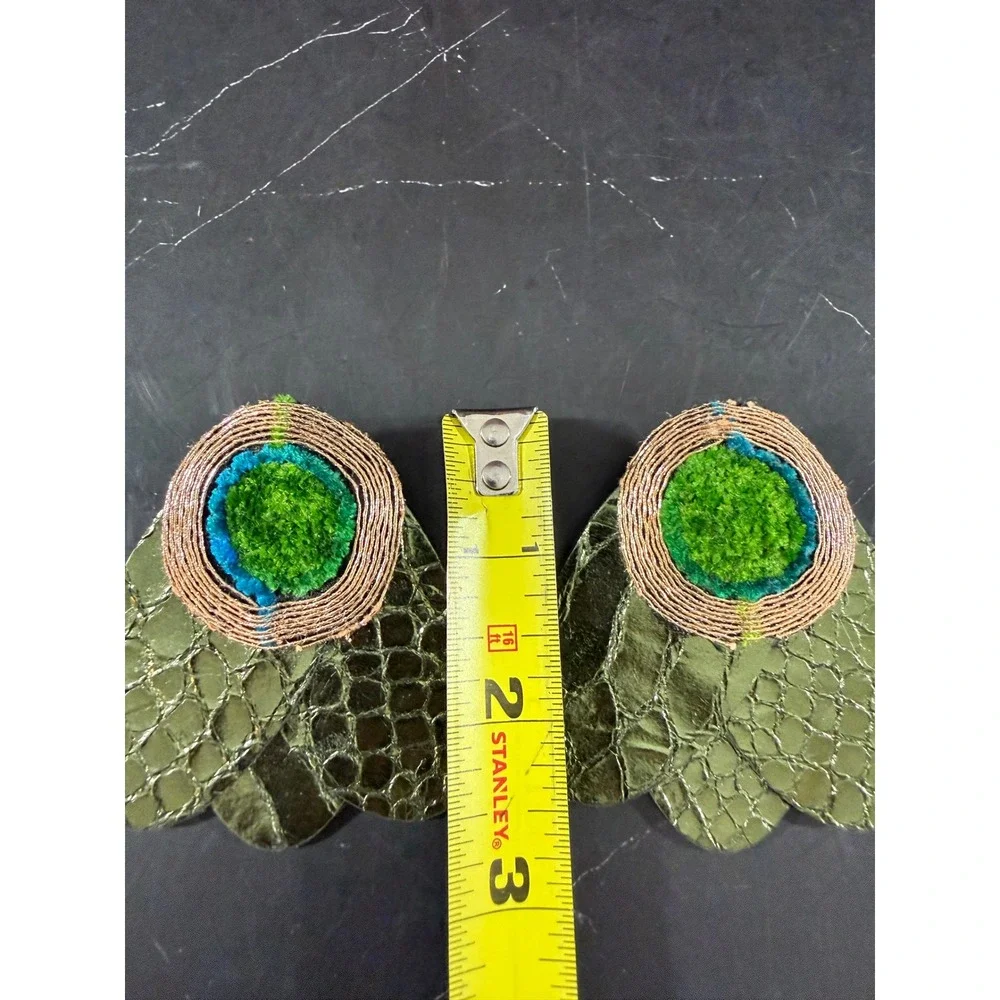Handcrafted Green and Peacock Blue Textured Statement Earrings Ayala Bar Style